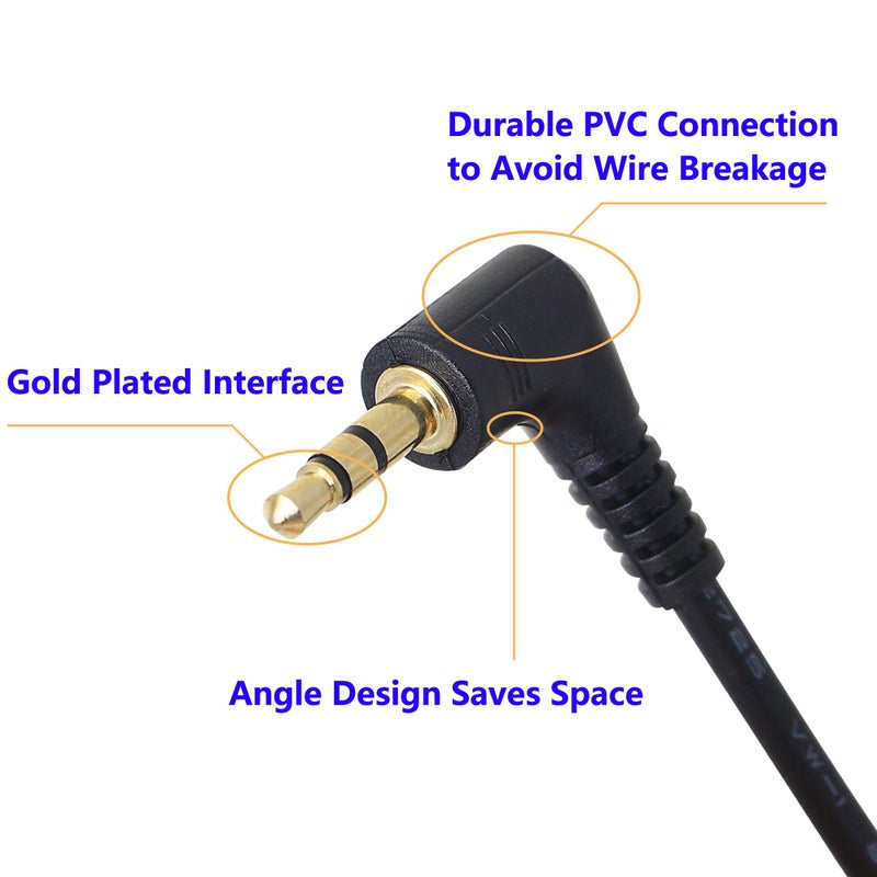 SinLoon 3.5mm Stereo Audio Cable, (2-Pack) Gold Plated 90 Degree Right & Left Angled 3.5mm Male to Male Stereo Audio Cable for Smartphones, Tablets, Media Players(3-P,9inch) - Image 2